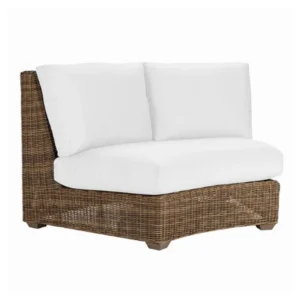 Curved Armless Loveseat, Barley Finish, Vesper Birch Fabric, Oasis Collection, Lane Venture