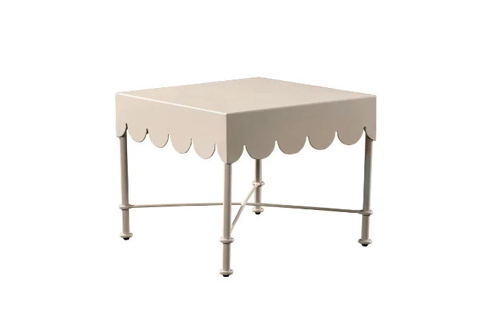 End Table, Alabaster Finish, Play Cameo Fabric, Awning Collection Lane Venture