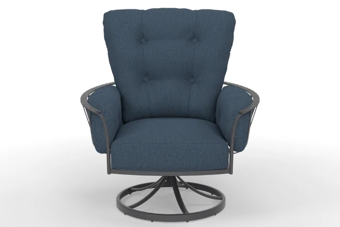Swivel Rocker Lounge Chair that has a graphite finish with pique midnight fabric by O.W. Lee